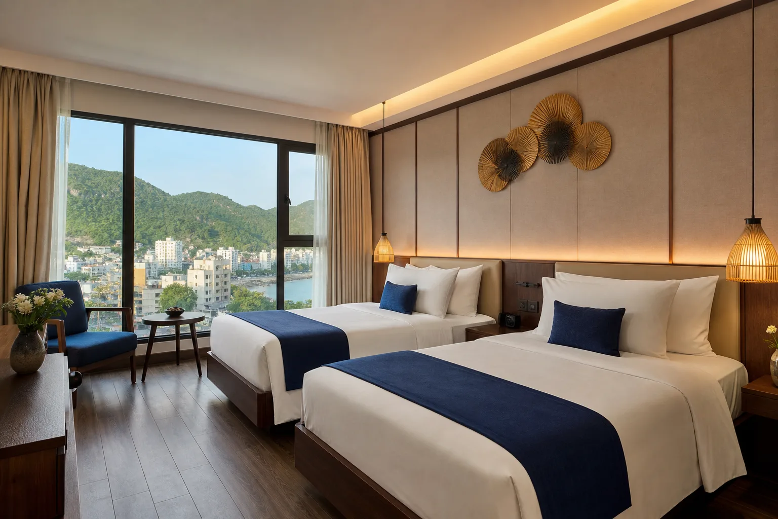 Paradise Cát Bà — Deluxe Twin (Sea/Mountain view) — ảnh minh hoạ AI