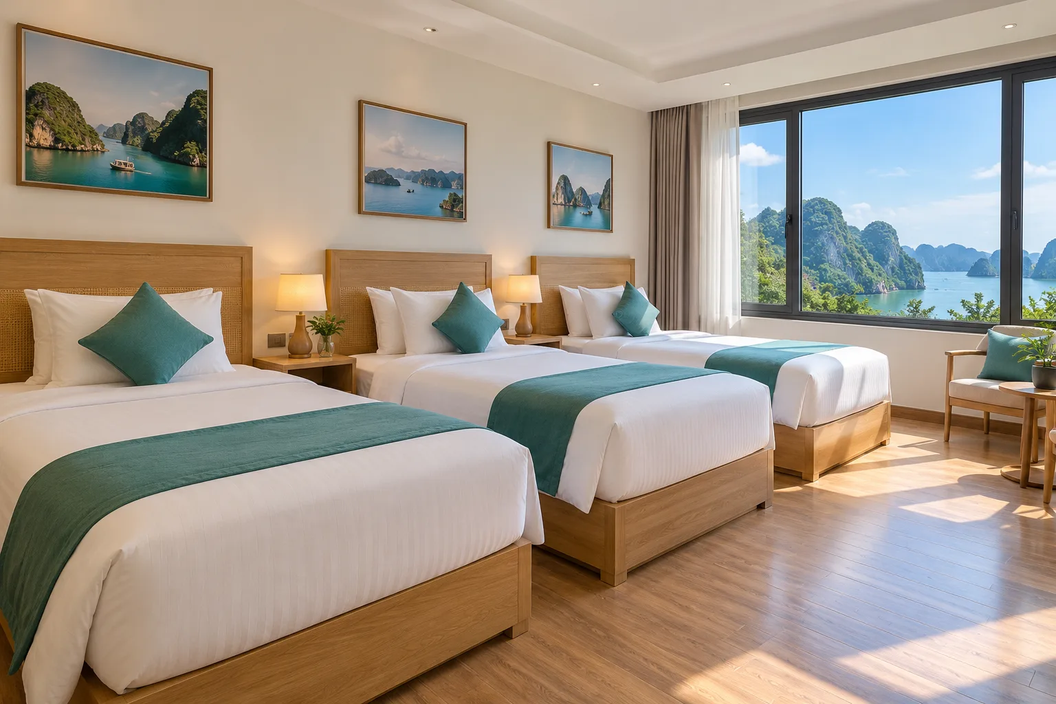 Paradise Cát Bà — Deluxe Triple (Sea/Mountain view) — ảnh minh hoạ AI